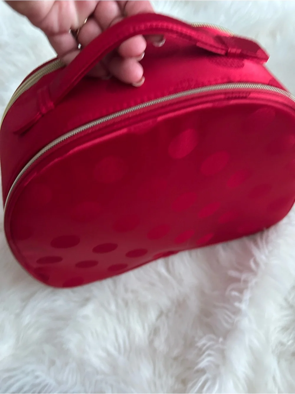 Estée Lauder Limited Edition Red Polka Dot Train Case Cosmetic Bag